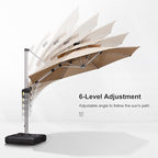 PURPLE LEAF 10ft Patio Umbrella With Base Solar powered LED Cantilever Umbrella with LED lights Windproof Outdoor Offset Umbrella for Garden Deck Pool Patio, Beige