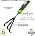 Garden Guru Hand Cultivator Rake Tiller Tool – High Carbon Steel for Ultimate Strength - Rust Resistant – Ergonomic Handle – Great for Gardening Cultivating Loosening Weeding