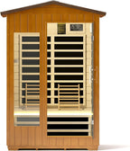 springspa Outdoor Infrared Sauna 2 Person for Home, 15amp Low EMF Far Infrared Spruce Wooden Sauna at Home with Bluetooth,LCD Panel