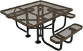 COATEDOUTDOORFURNITURE Heavy-Duty Portable ADA-Compliant Outdoor Picnic Table with Umbrella Hole, Expanded Metal Patio Dining Furniture Made in America (46" Square Top, Textured Brown)