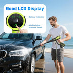 Upgraded LCD Display Portable Cordless Pressure Washer with Brushless Motor, 725 PSI 21V 2x3.0Ah Rechargeable Batteries Powered Pressure Washer, 6-in-1 Nozzle for Car Floor Wall Fence Cleaning