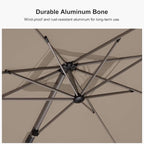 PURPLE LEAF 9' X 12' Left-right Tilting Patio Umbrella Outdoor Swivel Cantilever Umbrella Aluminum Offset Umbrella with Champagne Frame and 360-degree Rotation for Garden Deck Pool, Taupe