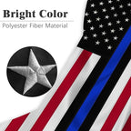 Embroidered Blue Line American Flag for Outside 3x5 Polyester Fiber American Flag Blue Line Bright Color with Durable Canvas Header and 2 Non Fading Brass Grommets