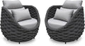 2 PCS Patio Rope Armchair: Aluminum Woven Accent Chair - Modern Garden Chair Assembled - All Weather 400lbs Outdoor Seating Porch Furniture Deck Balcony Hotel