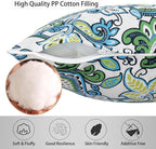 Pack of 2 Outdoor Waterproof Lumbar Rectangular Throw Pillow with Insert, Home Decorative Toss Pillows All Weather Cushion for Patio Garden Car Office (12x20 Inch, Botanical Blue Green)