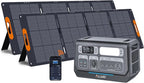 ALLWEI LiFePO4 Solar Generator 2400W with 2x 200W Solar Panels, 2048Wh Portable Power Station, Fast Charge in 1.5H, 4 AC Outlet, Home Battery Backup for RV Outdoor Camping Emergency Power Outage
