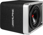 Alpine R2-SB10V-BNDL 10" Type-R Halo Loaded Enclosure with S-A60M 600 Watt Mono Amplifier and RUX-KNOB.2 Bass Knob