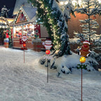 Christmas Solar Garden Lights,3 Pack Santa Claus Snowman Reindeer Solar Stake Lights,Xmas Figurine Lights for Yard Lawn Porch Holiday Decor for Women