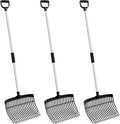 Lasnten 3 Sets Black Manure Fork with Long Metal Handle Pitch Fork Manure Rake Heavy Duty Muck Rake for Gardening Horse Stall Stable Grass Hay Cleaning Farm Work(D Shaped Grip)