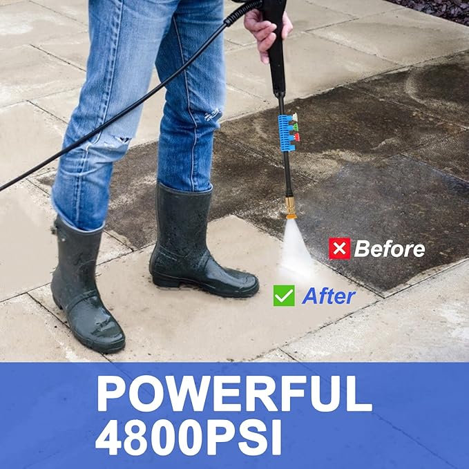 Pressure Cleaner 5000 PSI Power Cleaner Powered with with 33ft Pressure Hose, 4 Nozzle and Foam Cannon, for Home, Cars, Light Blue