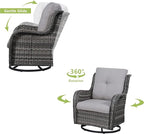 HUMMUH 9 Piece Patio Furniture PE Wikcer Outdoor Furniture Set with Sectional Sofa Swivel Patio Chairs Ottomans and Glass Coffee Table for Yard,Garden,Lawn