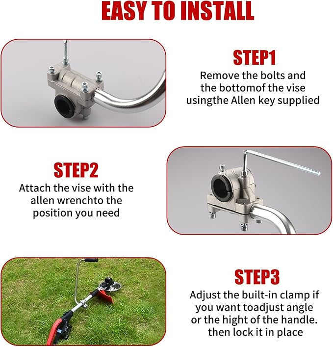 String Trimmers Handle with Shoulder Strap Harness, Weed Eater Handle Extension with Bracket Clamp, Ergonomic Trimmer Grip, Weed Wacker Attachments Aluminum Lawn Trimmer Grip for Landscaping,Lawn Care