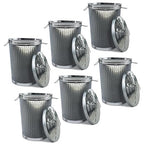 Plexon Metal Trash Can with Lid Outdoor 20 Gallon Galvanized Steel Garbage Bucket with Lid Silver, 6 Pack