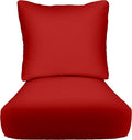 RSH DECOR: Deep Seating Cushion with Pillow Back | 23” x 26” Seat | All-Weather Spun Fabric | Water and Fade-Resistant | Outdoor Chair Cushion Set for Patio Furniture | Red