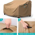 Patio Sofa Cover Waterproof - Heavy Duty 3-Seater Outdoor Couch Cover, Patio Furniture Covers with Air Vent and Handles, 78" L ×33" D×32" H, Brown