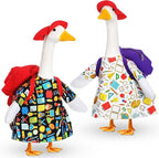 2 Set Halloween Porch Goose Outfit Set for 23'' Plastic Garden Statue Lawn Porch Goose Clothes Costume Accessories for School Outdoor Home Patio Yard Decor(Schoolbag Style)