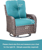 Pop 22x25/22x24 Outdoor Chair Cushions Set of 4 - Heavy Duty High Back Replacement Zippered Cushion for Patio Furniture Dining Rocking Chairs Loveseat L-Shape Sofa - Turquoise/Button