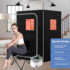 Smartmak Portable Steam Sauna, Personal Sauna Box for Home Spa, 4L Steamer, Full Body Sauna Tent with Adjustable Vision, 16 Levels, 99 Minute Timer, Remote Control, Light, Large Foldable Chair, Black