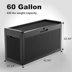 60 GallonOutdoor Storage Box,Resin Deck Boxes Waterproof, IndoorOutdoor Bin for Package Delivery, Patio Cushions, Gardening Tools, Lockable, UV Resistant