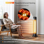 Outdoor Electric Patio Heater, 34-inch 1500W Infrared Tower Heater with Instant Heating, Tip-Over & Overheat Protection, IPX5 Waterproof Space Heater for Patio Garage Workshop Indoor & Outdoor Use