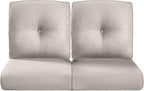 Pop 22x25/22x24 Outdoor Seat Cushions Set of 2 - Comfortable High Back Water-Resistant Patio Wicker Chairs Cushion for Dining Rocker Glider Loveseat Couch Sectional Sofa - Beige/Button
