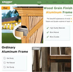 EROMMY 10'x12' Gazebo, Wood Grain Aluminum Frame Canopy with Double Galvanized Steel Hardtop Roof, Outdoor Permanent Metal Pavilion with Curtains and Nettings for Patio, Backyard and Deck