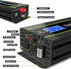 NOVOPAL 3000 Watt Pure Sine Wave Power Inverter 24V to 110V 120V Rv Inverters with 3 AC Outlets,High Power AC Terminal-16 ft Remote Control, LCD Display for Truck, Hurricane, Home