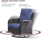 4 Piece All-Weather PE Wicker Outdoor Furniture Set with Swivel Rocker Chairs, Outdoor Sofa & Coffee Table