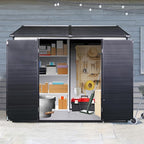 8x6 FT Resin Outdoor Storage Shed with Floor, Windows & Lockable Doors Waterproof All-Weather Garden Shed for Backyard, Patio, and Lawn Equipment Storage, White