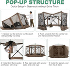 COBIZI 12x12ft Pop up Canopy Tent Gazebo on Clearance Screen Tent, Outdoor Screened Gazebo with Sidewalls, Portable Screen House for Camping with Carrying Bag and Ground Stakes, Brown(Upgraded 2.0)