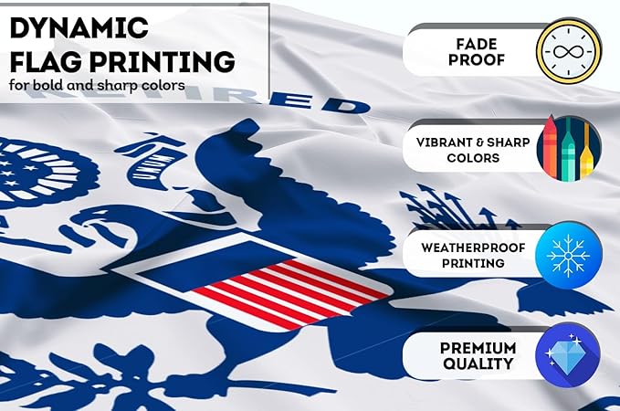 AGAS Coast Guard Retired Flag 3x5 Ft - Printed 200 Denier Nylon - Double Stitched Edges Canvas Header Brass Grommets - Indoor/Outdoor Coast Guard Retired Flag 3' x 5'