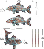 Set of 3 Outdoor Garden Koi Fish Sculptures & Statues Antique Copper Fish Yard Décor, Metal Koi Figurine Ornaments for Outdoors,Patio Decor,Backyard and Home Kitchen Decorations