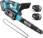 SEESII Electric Chainsaw Cordless 12-inch: Brushless Battery Powered Small Chainsaw, 2 x 4.0Ah Batteries, Auto-Tension and Oiling Mini Chain Saw for Christmas Dad Men Gifts, Tree Cutting Trimming