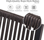 Aluminum Outdoor Patio Dining Chairs -Imitation Rope Vine Chair Ergonomic Backrest Design Detachable Seat Cushion Soft and Breathable Garden/Porch, Black 2Pcs