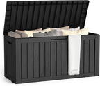 Outdoor Storage Box, Deck Box Waterproof 72 Gallon, Resin Outside Storage, Storage Bin for Package Delivery, Patio Furniture Cushion, Pool Accessories, Weatherproof and UV Resistant, Black
