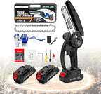 Mini Chainsaw Cordless, 6 inch Electric Chain Saw, Lightweight and Portable, Suitable for Women/Elderly/DIY Enthusiasts, with Two 21V2000mAh Batteries for Tree Pruning and Wood Cutting