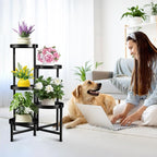 Plant Stand Indoor Outdoor 5 Tier Black Metal Plant Holder 31 in Tall,Tiered Flower Pot Display Stand,Multiple Plant Stand for Living Room Corner Garden Patio Lawn Balcony