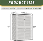 KAMABOKO Outdoor Storage Cabinet 55 Cu.Ft Outdoor Trash Can Storage Shed Waterproof Horizontal Storage Shed Outdoor Storage for Backyard, Patio, Poolside (White)