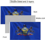 Bradford Double Sided Pennsylvania State Flag 3x5 feet Outdoor, 3 Ply Polyester Pennsylvania Flag Heavy Duty PA Flags with 2 Brass Grommets for Outsides Long Lasting