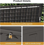 Patiolife 100 Gallon Resin Deck Box with Cushion, Large Outdoor Storage Box for Garden Tools, Pool Supplies, Waterproof and Lockable, Black