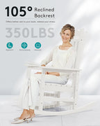 SERWALL Oversized Rocking Chair Set of 2 Outdoor, HDPE Outdoor Rocking Chair Set of 2, White
