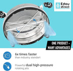 EDOU 18 inch Pressure Washer Surface Cleaner - Stainless Steel Power Washer Attachment - 4,000 PSI Max - Concrete Cleaner with Dual Nozzles and Extension Wands - Silver