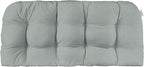 RSH DECOR: Sunbrella Play Tufted Wicker Loveseat Cushion | 44" x 22" | Outdoor Settee Cushion for Patio Furniture | Crafted with Sunbrella Performance Fabric| Play Sky