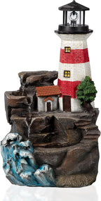 Ferrisland Outdoor Rock Waterfall Fountain Cascading Floor Water Feature Art Decor for Yard Garden Patio Lawn Backyard (Red, 23" H)