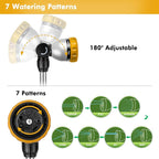 RESTMO Metal Watering Wand, Heavy Duty Garden Hose Wand with 180° Swivel Ratcheting Head, 16'' Hose Nozzle Sprayer with 7 Spray Patterns and Flow Control, for Water Hanging Baskets and Shrubs, Yellow