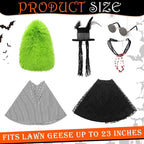 Abbylike 2 Set Halloween Goose Outfits 2024 Movie Juice Clothes Black and White Striped Cape with Green Fur Headgear Fit 23''