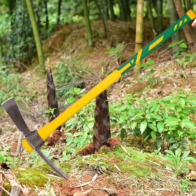 Cutter Mattock, 36" Heavy Duty Pick Axe with Forged Heat Treated Steel Blades Hoe for Weeding, Prying and Chopping, Digging Tool with Fiberglass Handle (36.3inch, Yellow)
