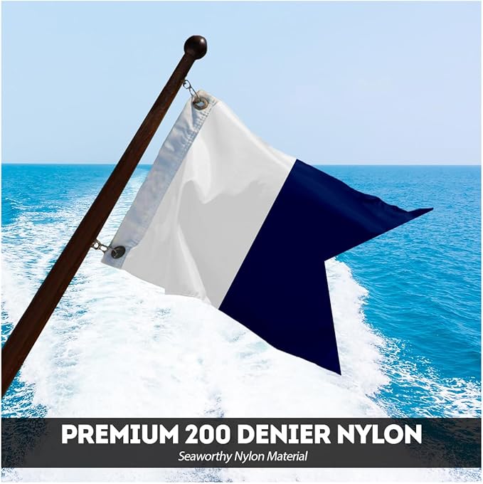 AGAS Alpha Code A Marine Signal 1.5x2 Ft Flag - Printed 200D Nylon - Canvas Header - Brass Grommets - Colorfast & Stitched Edges - Nautical Boat Flag - Naval Code Signal Flag.