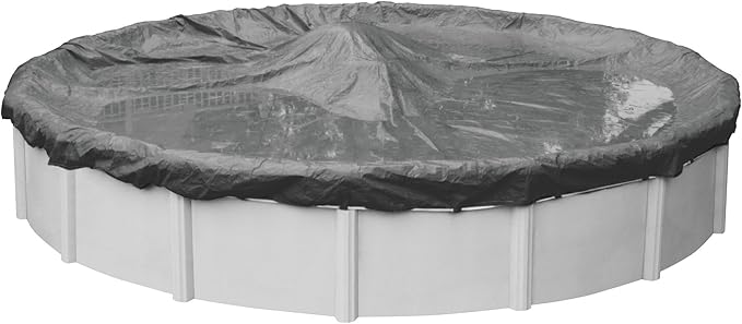 Robelle 18 ft Ultimate Charcoal Winter Pool Cover for Above Ground Pools, 4 ft Overlap (22 ft Cover Size), Solid 14 x 14 Scrim, 5.2 oz/yd2, 20-Year Warranty, Style: 5118-4