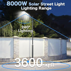 8000W Solar Street Lights Outdoor Waterproof, Dusk to Dawn Solar Lights Outdoor with Motion Sensor and Remote Control for Yard, Parking Lot, Garage, Street, 2 Pack
